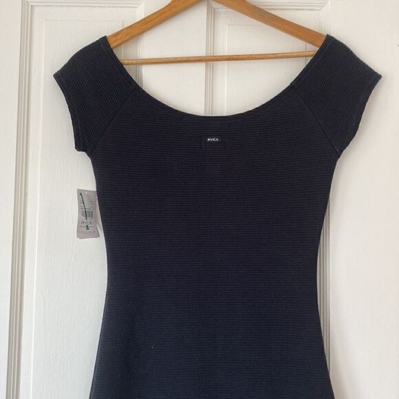 NWT RCVA Black Fitted Midi Dress - Picture 7 of 12